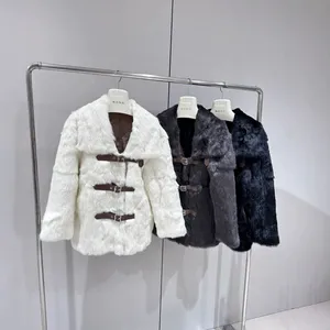 High End New Chinese Style Rabbit Fur Fur Fur Integrated Lapel Grass Jacket, Medium to Long, Chinese Style Versatile thumbnail-1