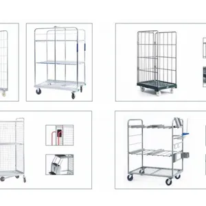 Large Roll Container Foldable Steel Warehouse Storage Rolling Pallet Cage Trolley thumbnail-2