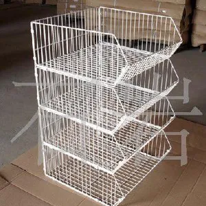Metal Wire Mesh Bread Cage Supermarket Slant Mouth Cage Promotion Cage Storage Cage thumbnail-1