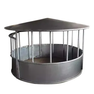 Waterproof Round Bale Feeder for Cattle Sheep and Horse With Cover Roof for Farm Trellis & Gates thumbnail-1