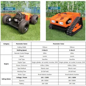 VIGORUN VTC550-90 Industrial Remote Control Lawn Mower Single Cylinder Gasoline 224cc 4-Cycle Engine Brushless Electric Traction thumbnail-6
