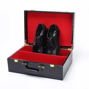 General Leather Shoes in Wooden Box Packaging. Custom Production of Leather Shoe Leather Box Packaging thumbnail-3