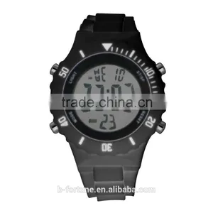 LP1364 Cool Black Color Rotating Bezel Plastic Chronograph Digital Watch thumbnail-2