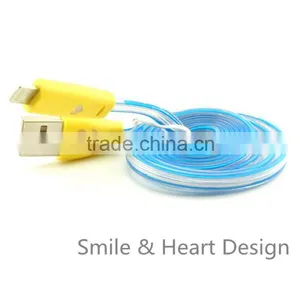 Android Universal Smile Flat Noodle Micro USB Dc Charging Cable thumbnail-4
