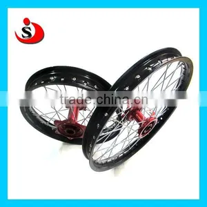 New MX Wheel Set 21x1.60 19x2.15 Black Rim/Red Hub CR125 CR250 CRF250 CRF450 RX thumbnail-1
