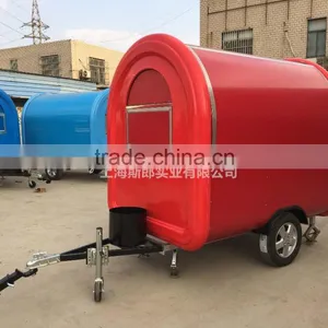 7.6*5.5ft Red Food Van/Street Food Vending Cart For Sales,Hot Dog Cart/Mobile Food Trailer With Big Wheels thumbnail-1