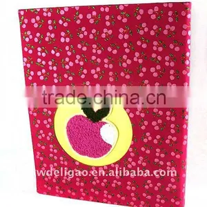 Apple Color Glitter Flower Pattern Cloth Wrapping Ring Binder Desktop File Folder for Office Stationery Cardboard thumbnail-1