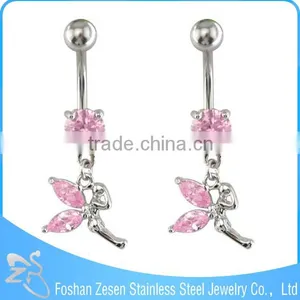 New Season Hypoallergenic Stainless Steel Dangle Cute Pink Star Diamond Navel Piercing thumbnail-5