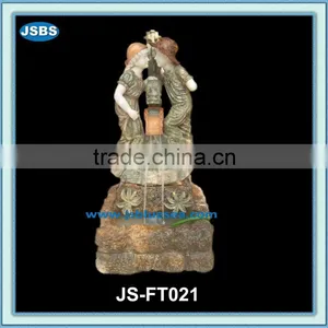 Hand Carved Colored Stone Boy and Girl Fountains thumbnail-1
