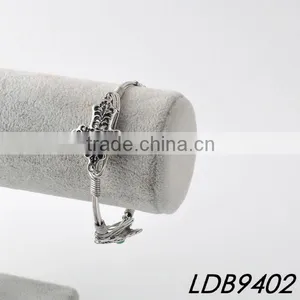 Antiquated Cross With Turquoise Silver Bangle Cross Bracelet thumbnail-2
