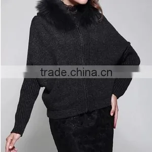 Stylish Merino Wool Sweater With Raccoon Fur thumbnail-4