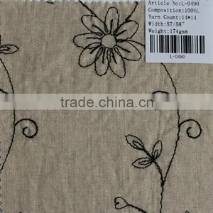 14*14 Embroidered Pure Linen Fabric thumbnail-1