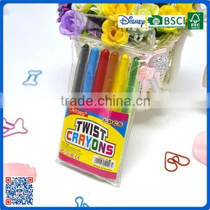China Manufacturers Wholesale 6 Colors Twist Crayons in Pvc Bag Customized Logo Printed Crayons thumbnail-1