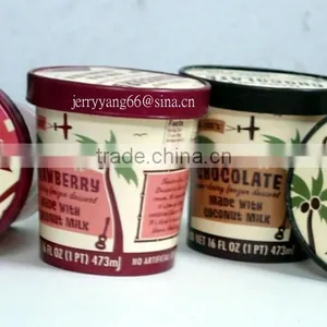 510ml Gloss Hot Paper Ice Cream/dessert/Yogurt Container, Cup With Flat Lid,Spoon,Wooden Stick thumbnail-5