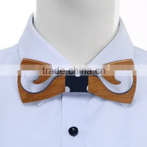 Wholesale Gift Set Handmade Mens Wooden/wood Bow Tie With Denim Fabric thumbnail-1