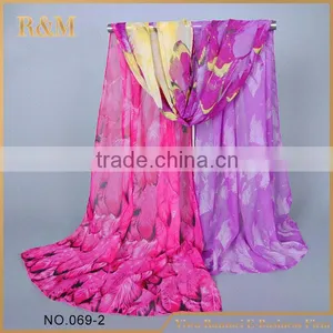 Luxury Brand Sweet Lady Scarf Green Purple Shawl for Autumn Spring thumbnail-3