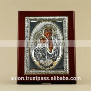 Greek & Russian Orthodox Wooden Icon. Holy Family. Big Size thumbnail-1
