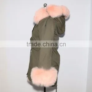 Casual Women Parka Jacket With Fox Hood thumbnail-3
