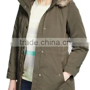 100% Polyester Slim Fit Hooded Womens Padded Jacket With Faux Fur thumbnail-2