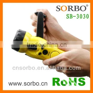 2016 Fashion Newest Style Unique Design Super Bright White LED Solar Flashlight With Hand Crank thumbnail-5