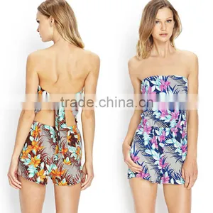 2014 Women Tropical Floral Strapless Romper Women Romper thumbnail-6