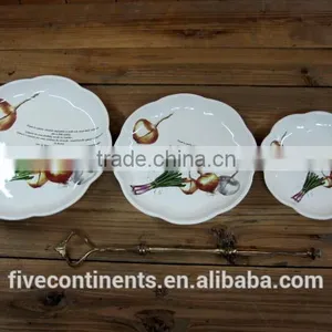 Flower Shape 3tier Ceramic Cake Stand With Metal Stand thumbnail-1