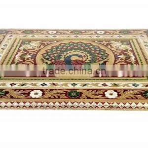 RAJWADI CHOWKI-PATLA / SITTING STOOL - PEACOCK DESIGNED WOODEN HANDMADE 15"x21"x3" CHOWKI PATLA-G.M. thumbnail-4