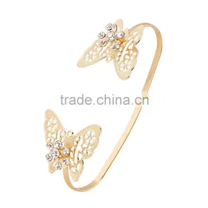 Crystal Hollow Butterfly Hand Jewelry Four Finger Palm Rings For Young Women thumbnail-2