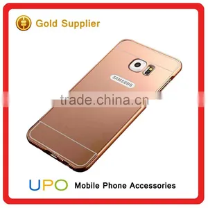 [UPO] Luxury 24K Gold Metal Aluminum Bumper Ultra-thin Back Mirror Back Cover Case for Samsung Galaxy s6 Edge Mirror Case thumbnail-4