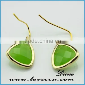 Gold Brushed Finish Crystal Earrings Latest Single Stone Earring Designs thumbnail-5
