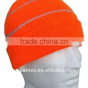 Hi Vis Orange Knit Winter Reflective Hat thumbnail-1
