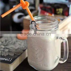 Glass Milk Mason Jar With Straw and Handle, Glass Engraved Mason Jar thumbnail-1
