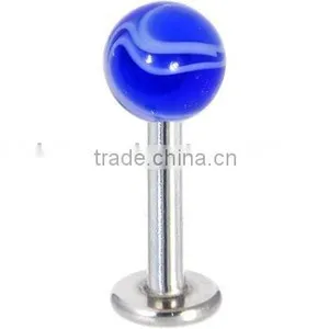 Blue Acrylic Marble Lip Rings Body Piercing Jewelry thumbnail-1