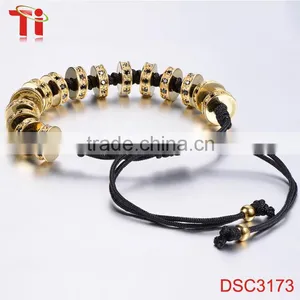 Fashion Gold Plated Zircon Stoppers Macrame Bracelet Braided Rope, 18k Gold Jewellery Wholesale Charm Bracelet thumbnail-3
