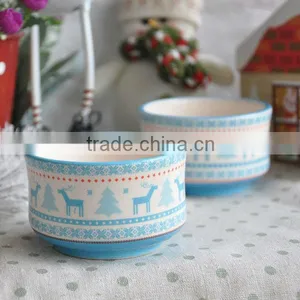 Blue Christmas Deer Ceramic Pudding Cup (IDX-311) thumbnail-1