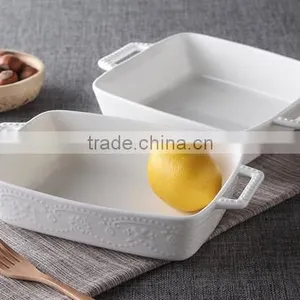 7'' White Porcelain Bakeware With Handle Square White Porcelain Tray Porcelain Bakeware thumbnail-2