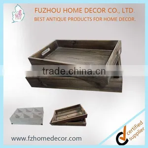 Distressed Wooden Storage Crate With Metal Handle thumbnail-3
