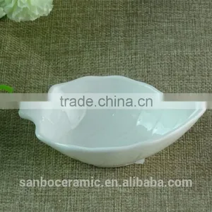 Hot Sale Leaf Shape Porcelain Sauce Dish Stock White Deep Dish or Ceramcis for Sauce thumbnail-2