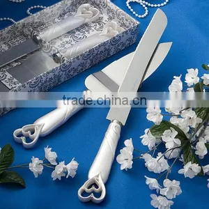 Interlocking Hearts Polyresin Cake Server Cake Knife Set thumbnail-1