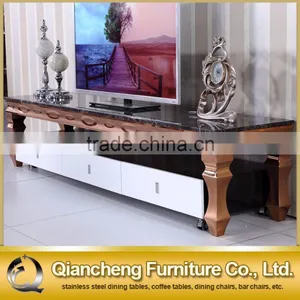 Golden tv Stand Design With Manmade Stone Top thumbnail-2