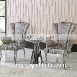 2016 Hot Sale Elegant High Back Stainless Steel Metal Reception Chair/leisure Chair/dining Chair With Patterned Fabric Covered thumbnail-3