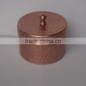 Hammered Mat Copper Finish Candle Holder With Cover Out Wax thumbnail-1