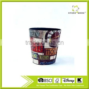 Hot Sale Waste Bin Roma Clock Print Faux Leather Trash Can thumbnail-1