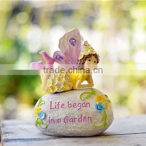 Small Garden Stone Outdoor Fairy Statues Pink Fairy Figurines for Sale thumbnail-3