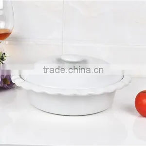 Ceramic White Porcelain Round Baking Dish thumbnail-4