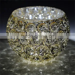 Color Spray Broken Silver Plating Glass Tealight Candle Holder thumbnail-2