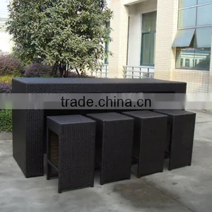 Outdoor Furniture Bar Table Chairs Patio Dining Rattan Wicker Set 9pcs New thumbnail-3