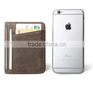 Bifold Leather ID Card Holder, Real Cow Leather RFID Blocking ID Card Holder thumbnail-2