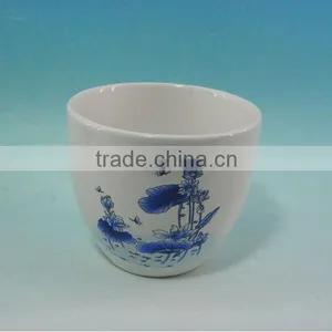 Stock Ceramic Flower Pot in White Color Round Shape thumbnail-1
