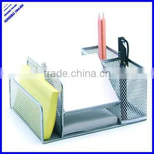 4 Divided Compartment Silver Metal Mesh Mini Fashion Desk Organizer thumbnail-1